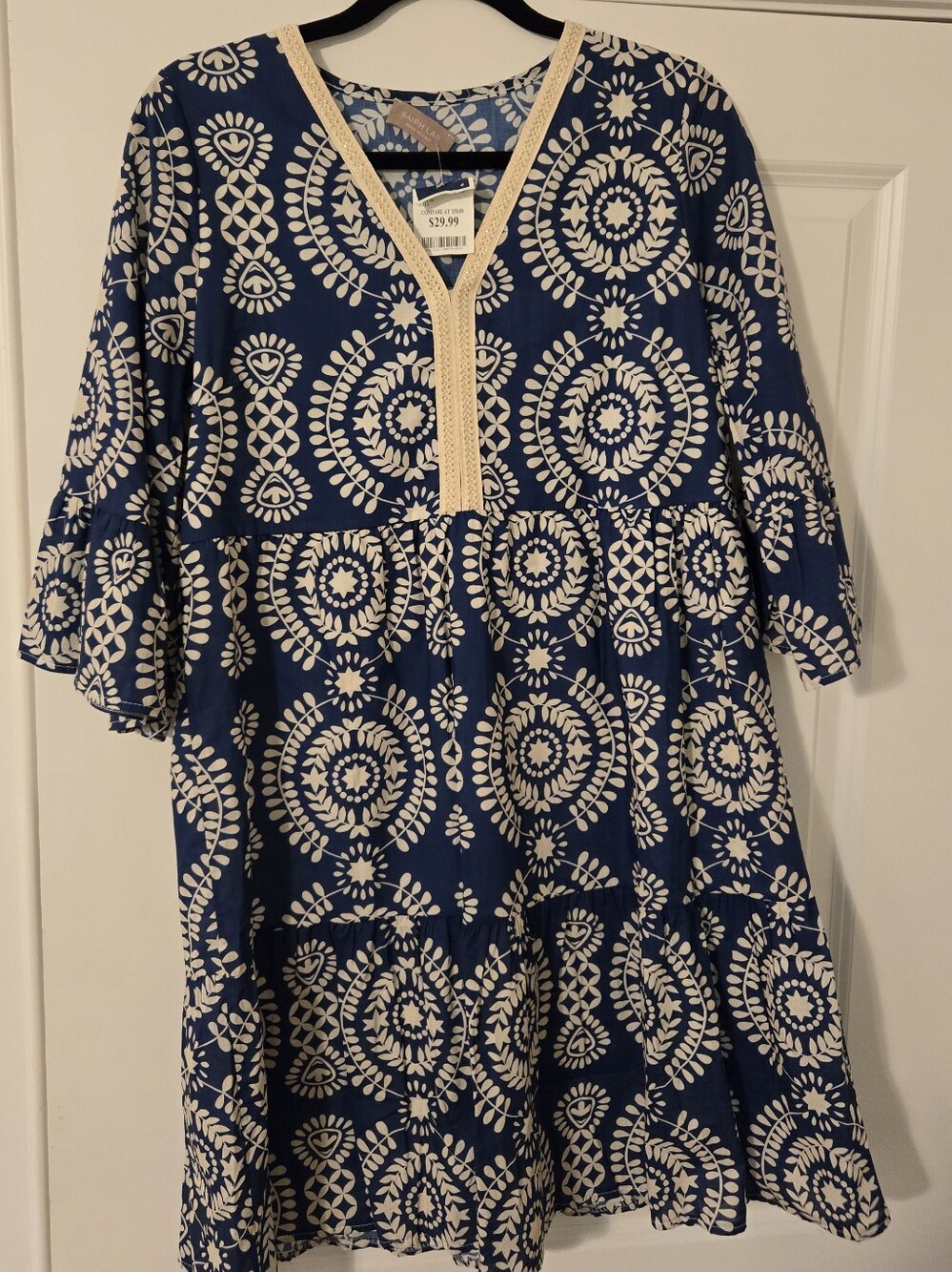 NWT Saiph Lab Crochet V-Neck Flounce Slee